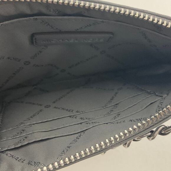Michael Kors Gray Quilted Leather Wristlet Purse Top Zip Adjustable Chain Strap - Picture 7 of 9